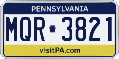 PA license plate MQR3821