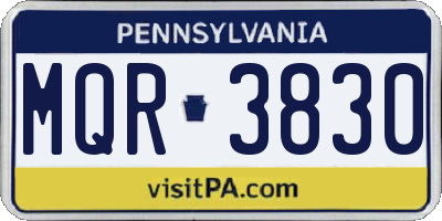 PA license plate MQR3830