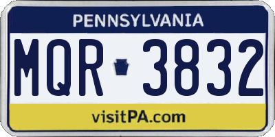 PA license plate MQR3832