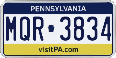 PA license plate MQR3834