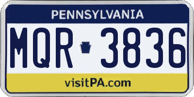 PA license plate MQR3836