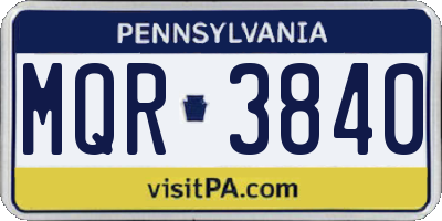 PA license plate MQR3840