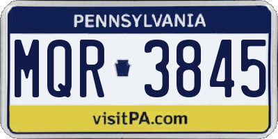 PA license plate MQR3845