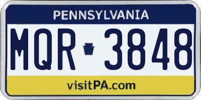 PA license plate MQR3848