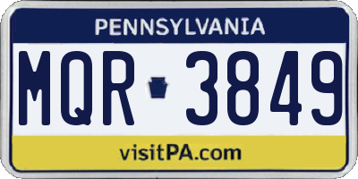 PA license plate MQR3849