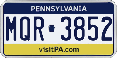 PA license plate MQR3852