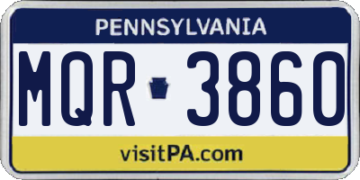 PA license plate MQR3860