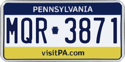 PA license plate MQR3871