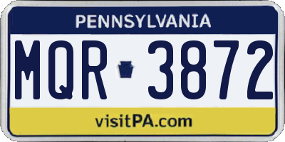 PA license plate MQR3872