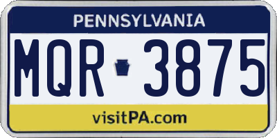 PA license plate MQR3875