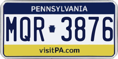 PA license plate MQR3876