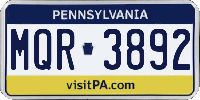 PA license plate MQR3892