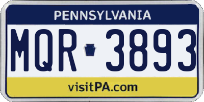 PA license plate MQR3893