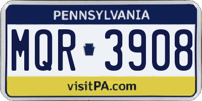PA license plate MQR3908