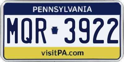 PA license plate MQR3922
