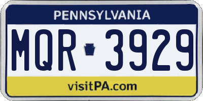 PA license plate MQR3929
