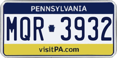 PA license plate MQR3932