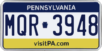 PA license plate MQR3948