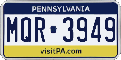 PA license plate MQR3949