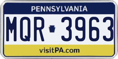 PA license plate MQR3963