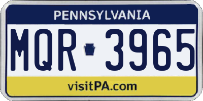 PA license plate MQR3965