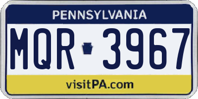 PA license plate MQR3967
