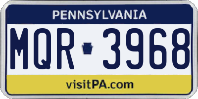 PA license plate MQR3968