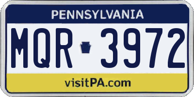 PA license plate MQR3972
