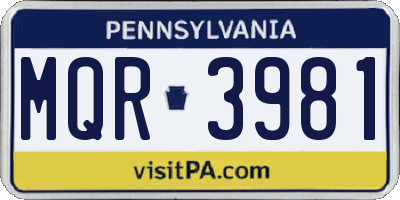 PA license plate MQR3981