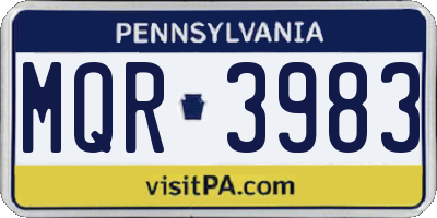 PA license plate MQR3983