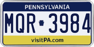PA license plate MQR3984