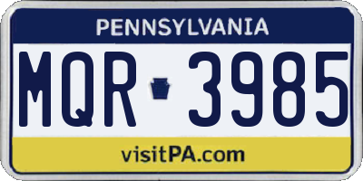 PA license plate MQR3985