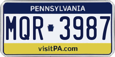 PA license plate MQR3987