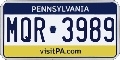 PA license plate MQR3989