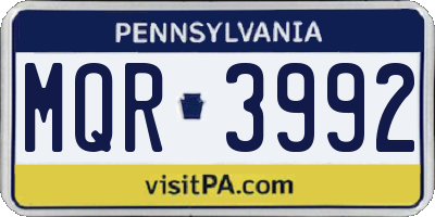 PA license plate MQR3992
