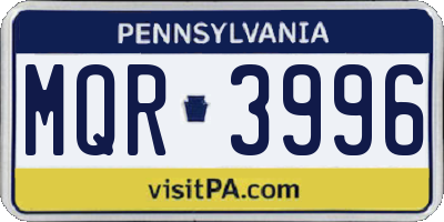 PA license plate MQR3996