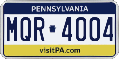 PA license plate MQR4004
