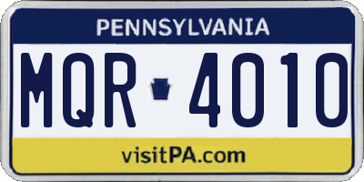 PA license plate MQR4010