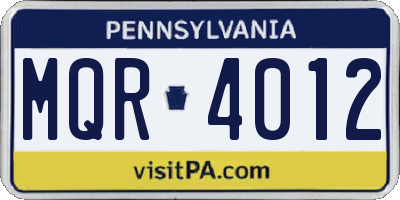 PA license plate MQR4012