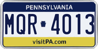 PA license plate MQR4013