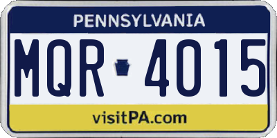 PA license plate MQR4015