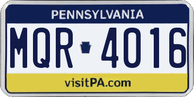 PA license plate MQR4016