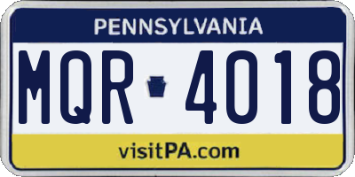 PA license plate MQR4018