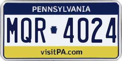 PA license plate MQR4024