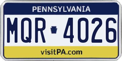 PA license plate MQR4026