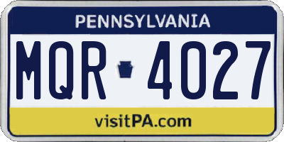 PA license plate MQR4027
