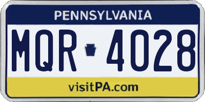 PA license plate MQR4028