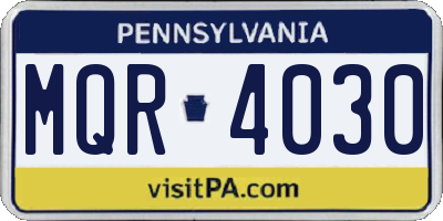 PA license plate MQR4030