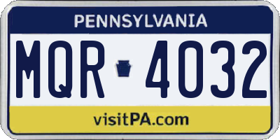 PA license plate MQR4032
