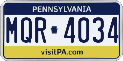 PA license plate MQR4034